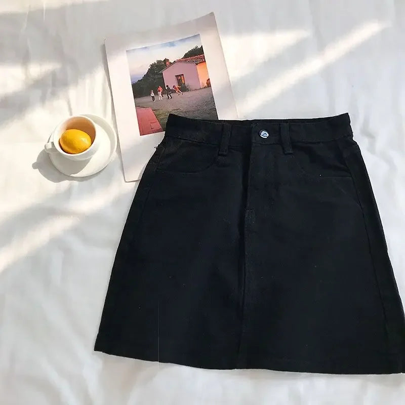 Women's Summer Skirt Casual Big Size Jeans A-line Short Skirt High Waist Denim Vintage Tassel Female Clothing DURIKIES