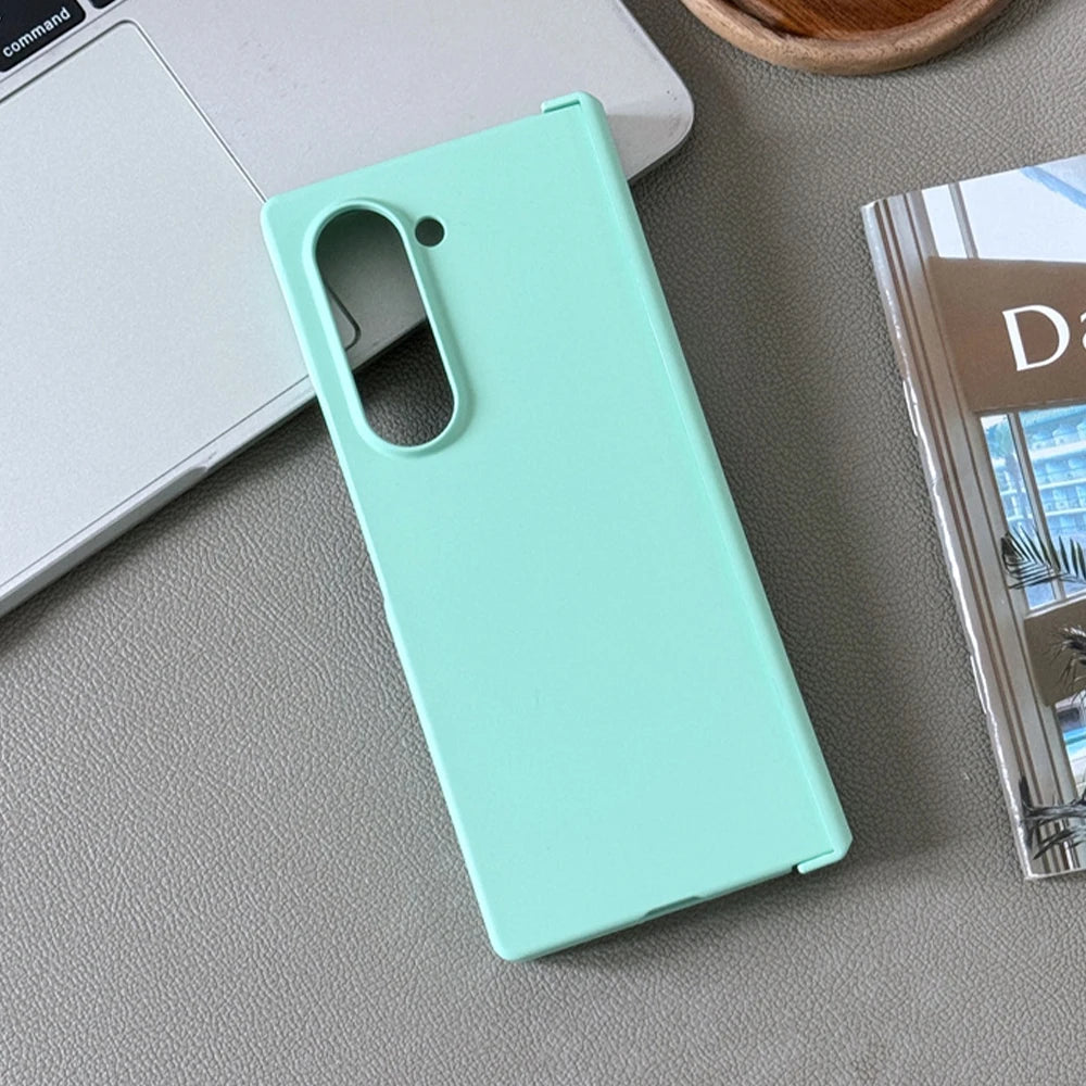 Luxury Matte Phone Case for Samsung Z Fold 6 5 4 3 5G Fold6 Fold5 Fold4 Fold3 Hinge Shockproof Protective Macaron Color PC Cover