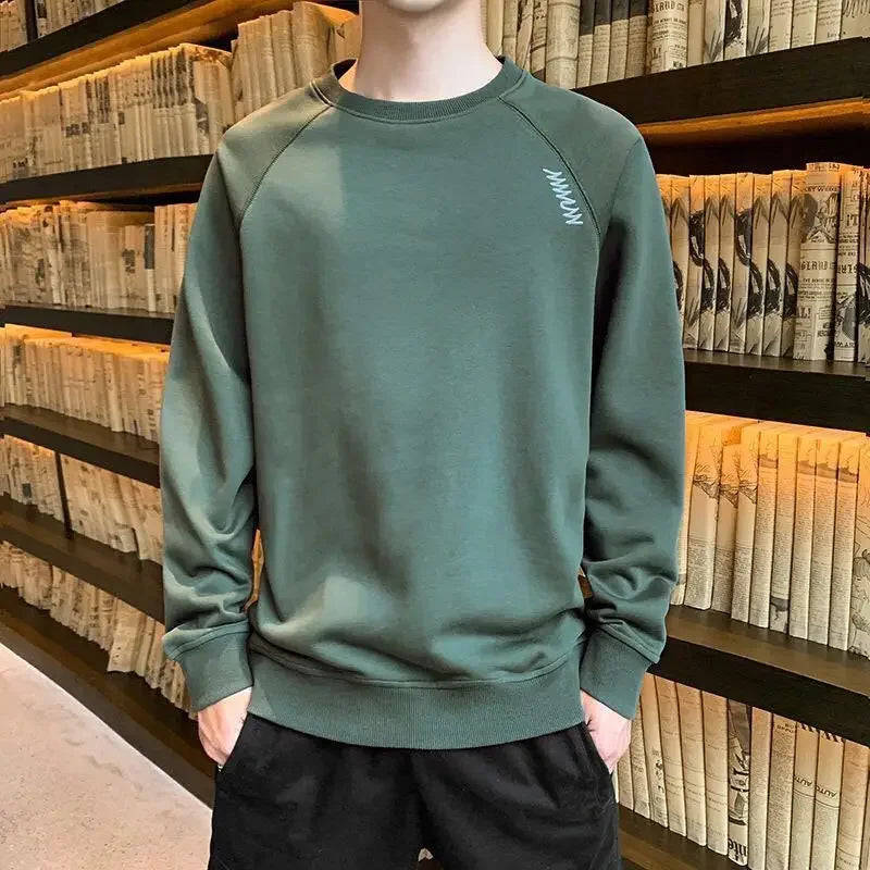 T Shirts for Men Plain Smooth Pullover Unicolor Tops Round Neck Male Clothes Polyester Fashion Trends 2025 Japan Y2k Sweatshirts
