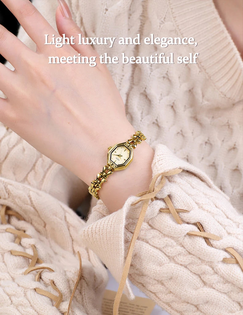 UTHAI CQ375 Fashionable Women watch retro bracelet watch octagonal quartz watch light luxury clock gift，watches for woman
