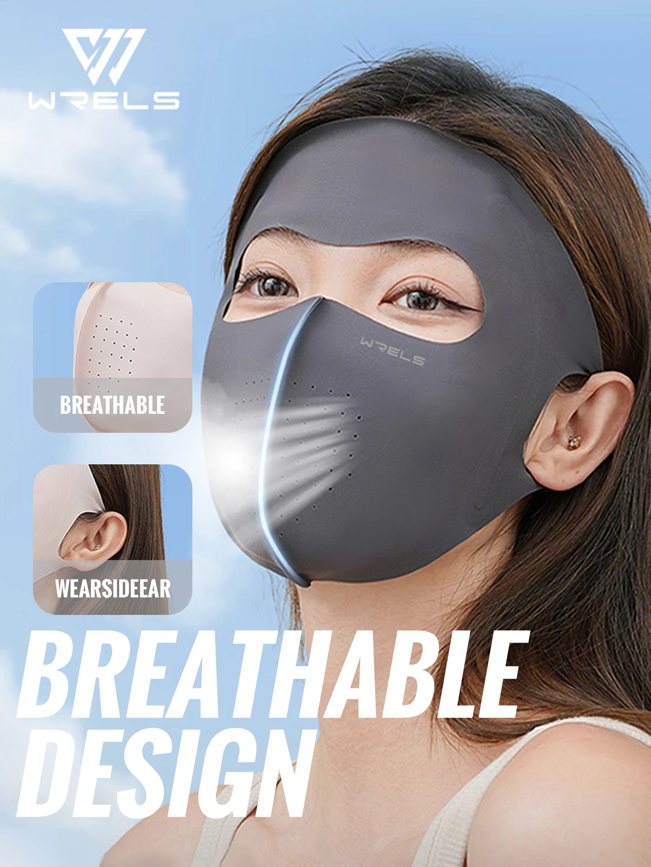 WRELS UV Protection Mask  Ice Silk Sunscreen Mask Breathable Lightweight Cycling Face Mask Anti-UV 400 Facemask For Men Women