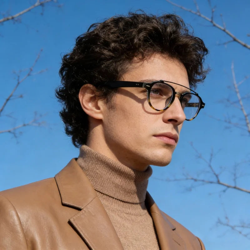 Designer Anti Blue Light Glasses Men's Retro Double Bridge Thickened Frame Fashion Optical Prescription Glasses for Women