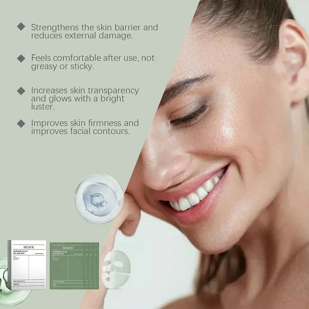 1/4Pcs Deep Collagen Overnight Face Mask Seaweed Collagen Essence Hydrating Overnight Hydrogel Mask Improve Elasticity, Firming
