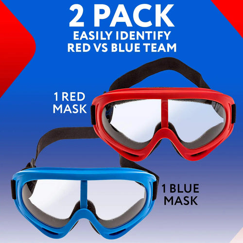 1/2 Pack Foam Gun and Blaster Face Mask Goggles Eye Shield  for Nerf Guns Foam Blaster Guns Red Blue Safety Glasses