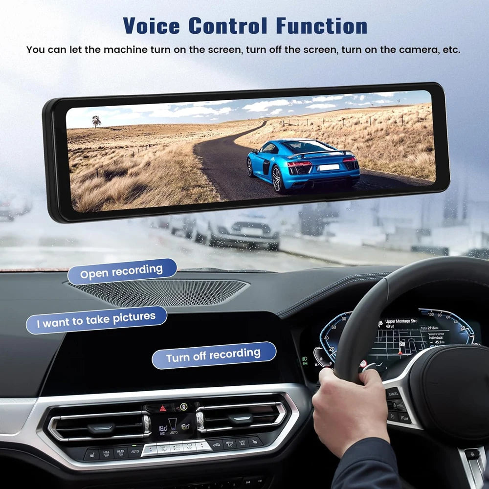 11.26" 4K 2160P Car Dvr Carplay Android Auto Dash Cam GPS WIFI BT FM Stream Rear View Mirror Dashcam Dvrs Camera Drive Recorder