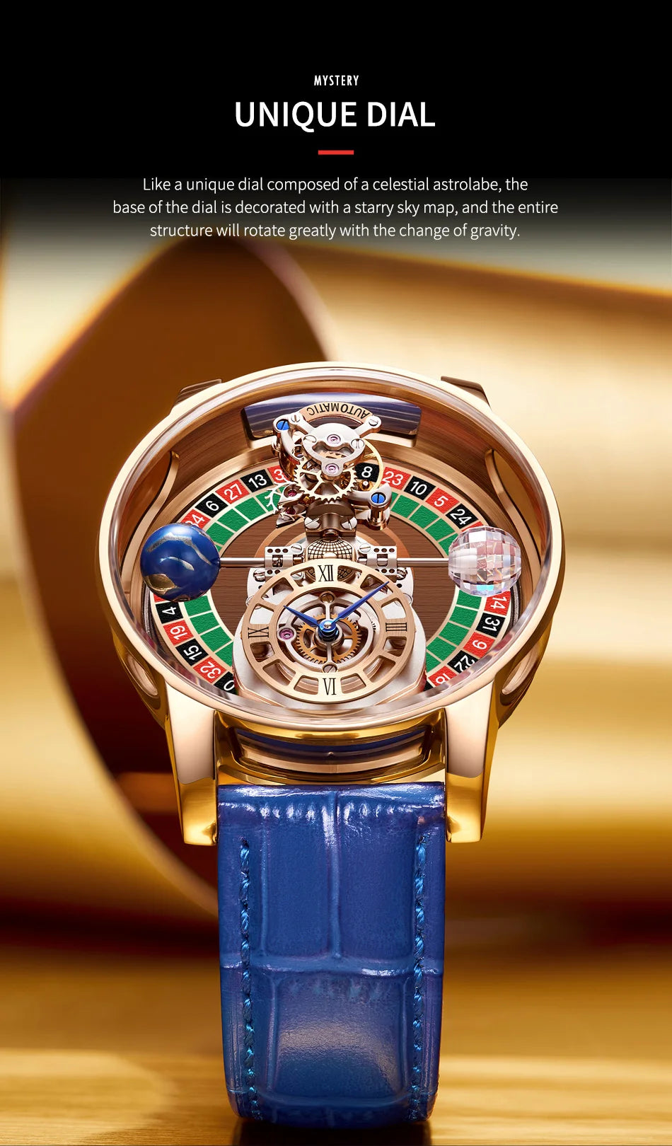 2025 HAEMMER New Men's Watch Transparent Hollow Design Celestial Roulette Quartz Watch Steel Leather Waterproof