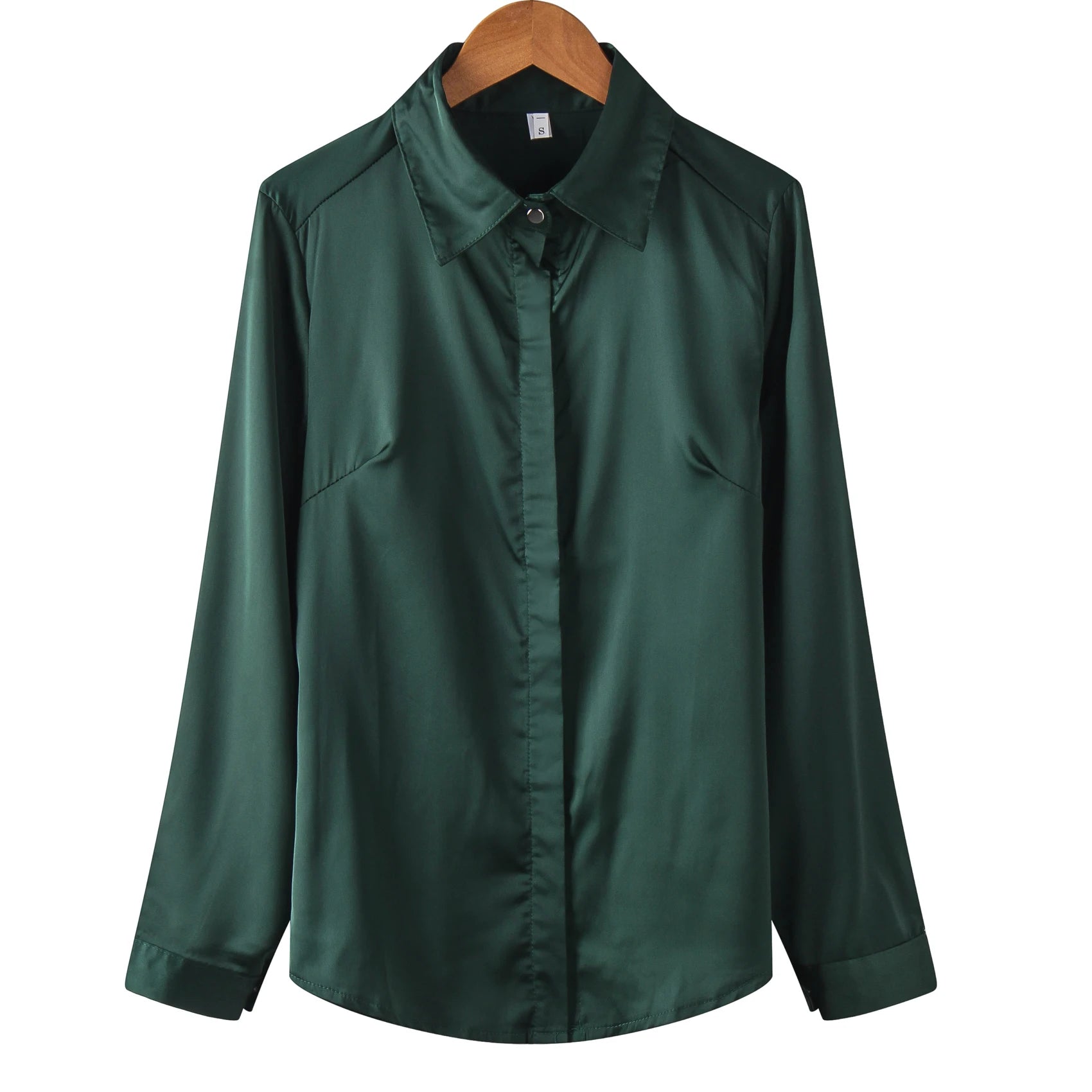 Women silk satin blouse button long sleeve lapel ladies office work elegant female silk blouses shirts