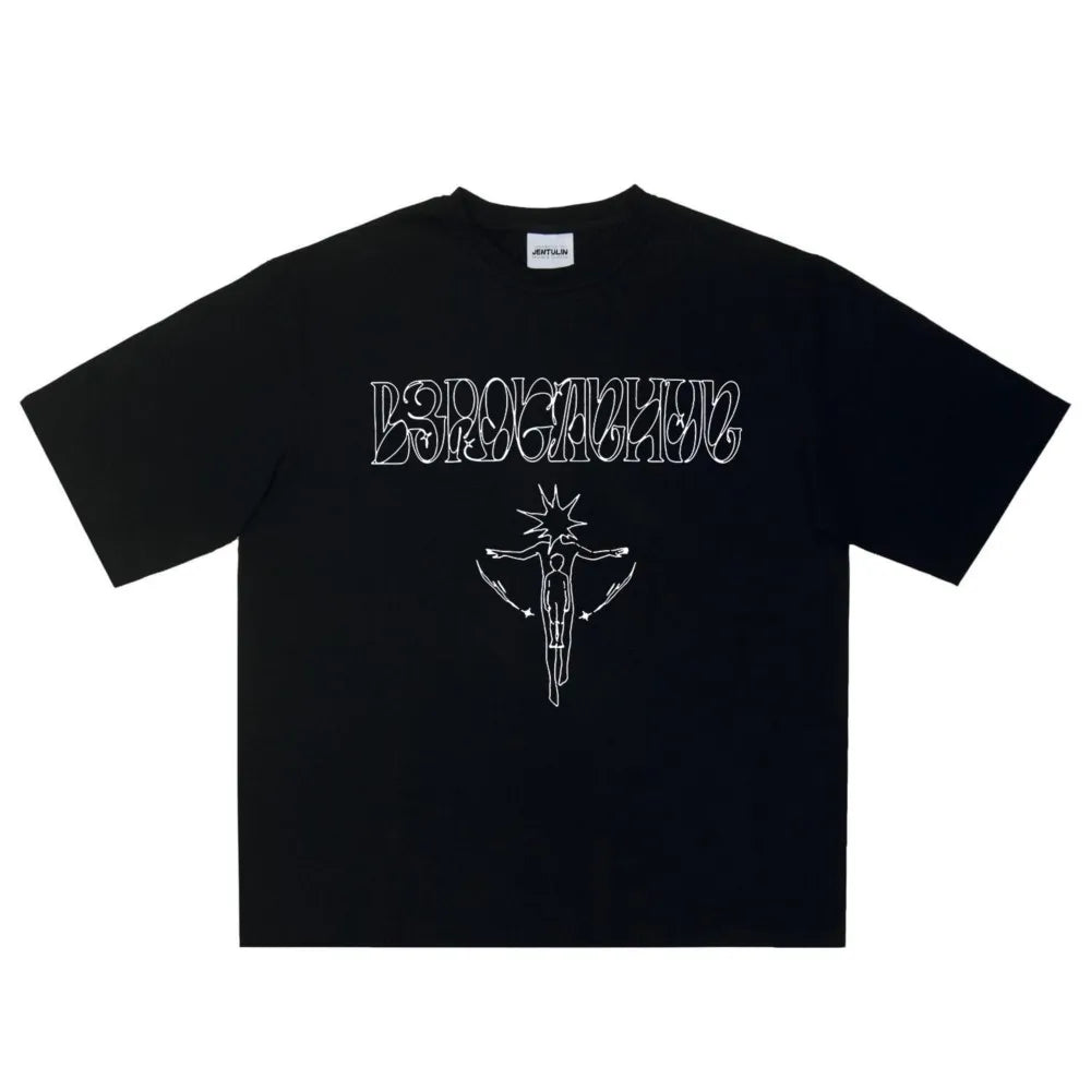 Harajuku Oversized Streetwear Men's Tshirt Growing Up Graphic Print Y2k Short Sleeve Top Tee Hip Hop Korean Cotton Goth Clothing