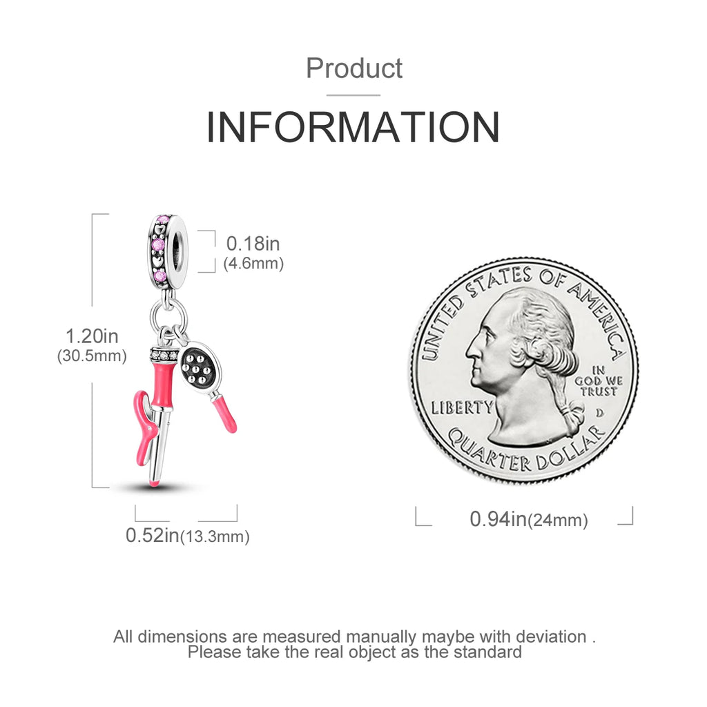 925 Silver Lipstick High Heels Charms For Lady Pendant Fit Original Bracelet DIY Ornament