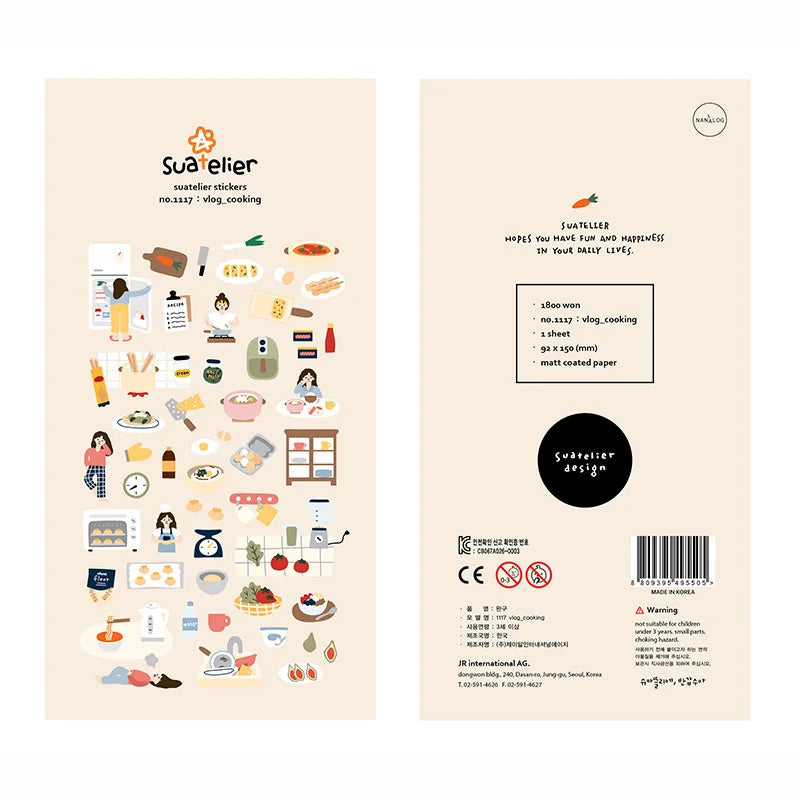 Korean Import Suatelier Brand Fresh Flower Food Cartoon Stickers Scrapbooking Diy Journal Stationery Sticker Deco Aesthetic Gift