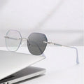 Shining Rimless Photochromic Myopia Glasses for Women Oversize Blue Light Blocking Computer GLasses UV Protection Sunglasses