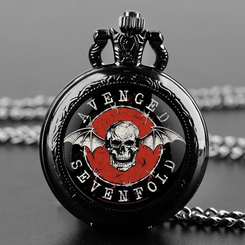Quartz Pocket Watch for Women Men Kids Unique Avenged Sevenfold Niklass Design Vintage Clock Watches Chain Jewelry Pendant Gift