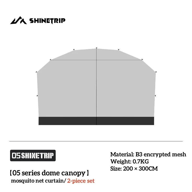 ShineTrip Outdoor Silver Coated Canopy Rainproof And Sunscreen Self-driving PU3000MM Waterproof Camping Sunshade Tent Dome