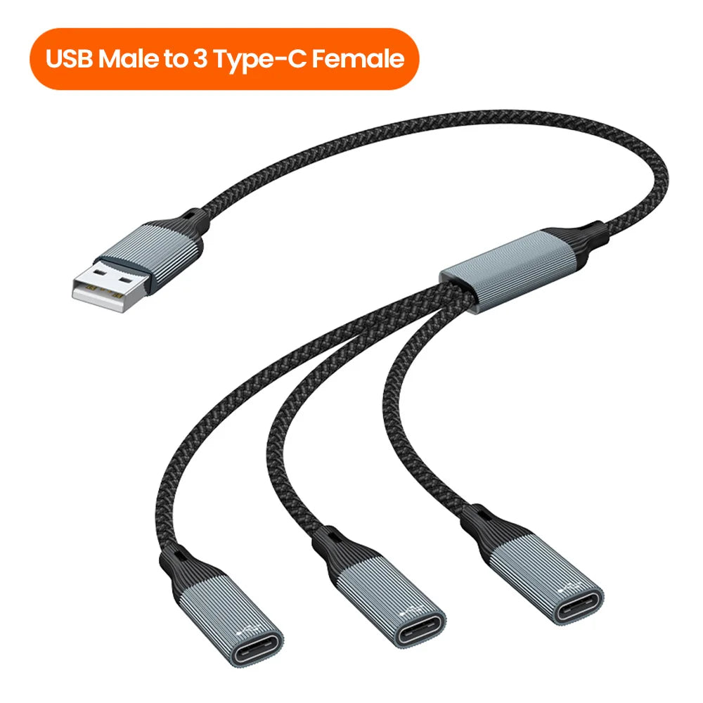 3 in 1 USB Type C HUB Multiple Splitter Adapter OTG Data Transfer 3/2 Port USB Power Charging Hub Cable Connector Adapter For PC