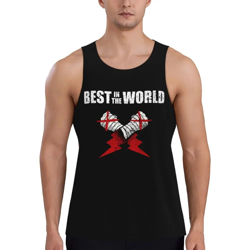 Graphic Wrestling CM Punk Best In The World Workout Tank Tops Sleeveless Shirt Bodybuilding Fitness Gym Compression Vest