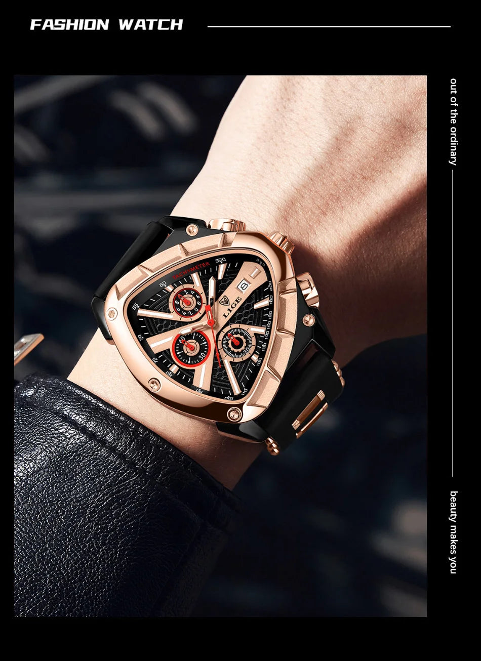 LIGE Watch for Men Chronograph Casual Fashion Sport Military Silicagel Wristwatches Man Watch Waterproof Date Clock Reloj Hombre