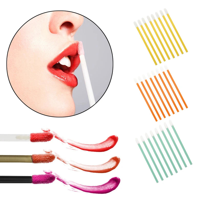 50 pcs Disposable Hollow Lip Brush Soft Lipstick Mascara Wands Applicators Eyelash Cleaner Cosmetic Eyelash Extension Tools