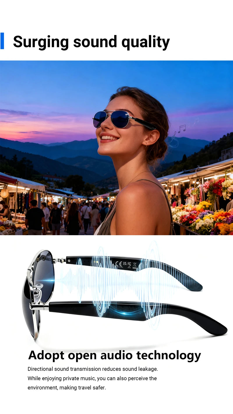 2026 New 800W Pixel Camera Smart Glasses Video Recording AI Photo Recognition Bluetooth Call Voice Translation Sunglasses Man