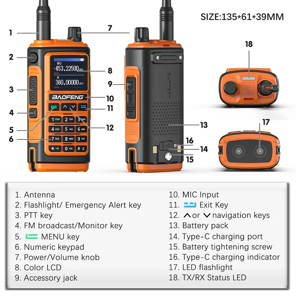 Baofeng UV17 Air Band Walkie Talkie 999 CH Draadloze kopieerfrequentie NOAA Zes bands Amateur Ham Tweerichtingsradio voor