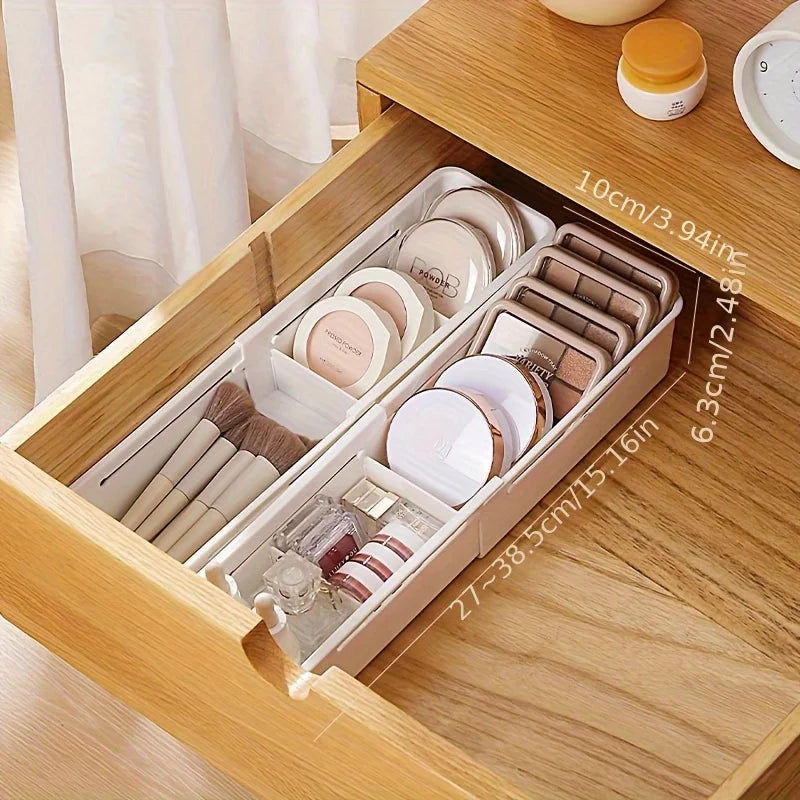 Expandable Drawer Organizer - Designed Specifically for Storing Cosmetics and Lipstick, With Expandable Compartments.