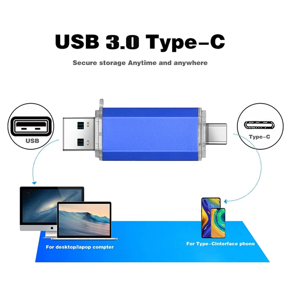 OTG Usb Stick Type C Pen Drive 128 GB 64 GB 32 GB 16 GB USB Flash Drive 3.0 Pendrive Hoge Snelheid Pendrive Voor Type-C Apparaat