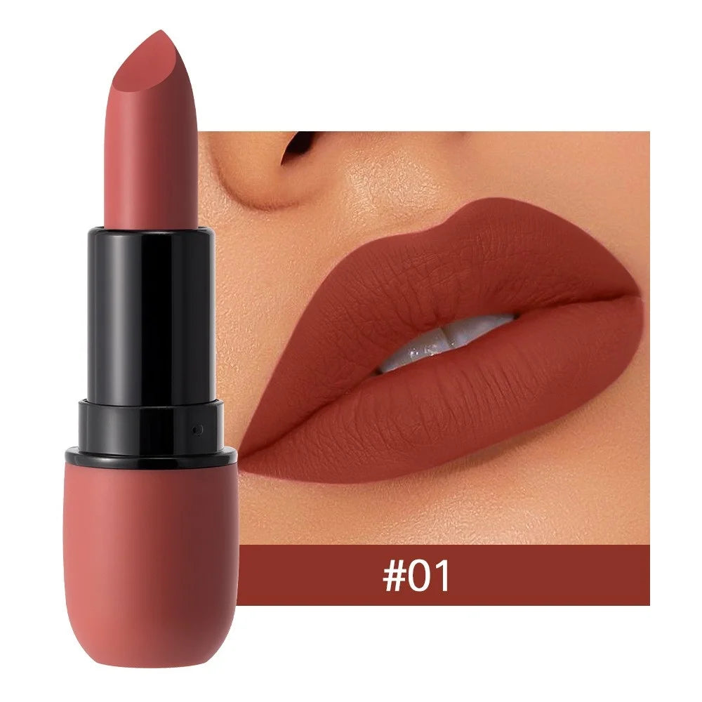 6 Colors Sexy Matte Lipstick Waterproof Long Lasting Color Rendering Non-stick Nude Brown Lipstick Pencil Woman Makeup Cosmetics