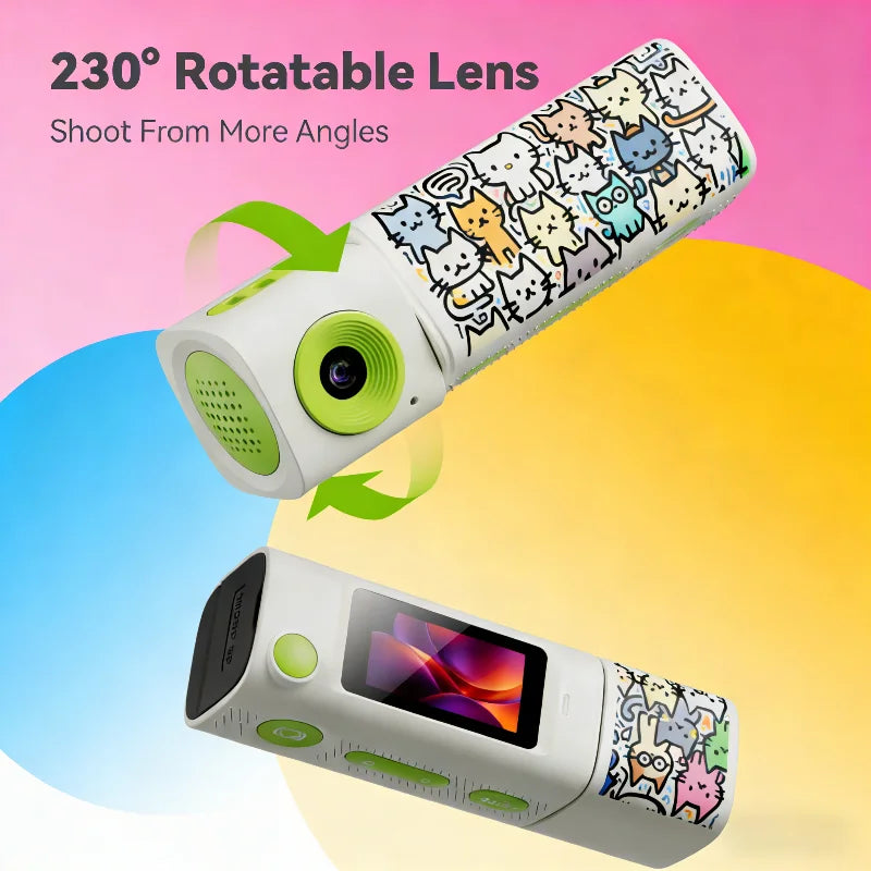 Lenovo 2K Sports Camcorder Lipstick Mini Camera 230° Rotatable Lens Compact Portable LCD Screen For Students Outdoor Photography