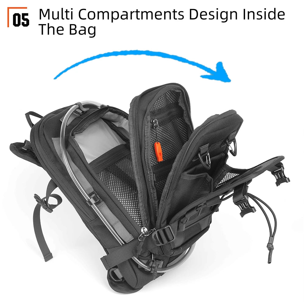 Rhinowalk Motorcycle Tank Bag 9L Waterproof With 1.5L Water Bag Motorcycle Backpack With Rain cover Multi-function Laggage Bag