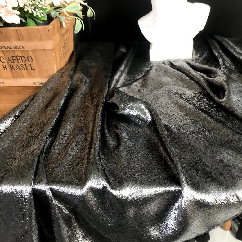 Soft Bronzing Velvet Fabric By The Meter for Dress Costumes Decoration Diy Sewing Designer Cloth Comfortable Glossy Black Blue