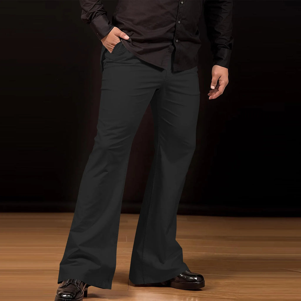 Men's fashion Retro Disco Flared Pants Loose Stretch Vintage Trousers Fit Flared Comfortable Retro Stretch Twill Men's Trousers