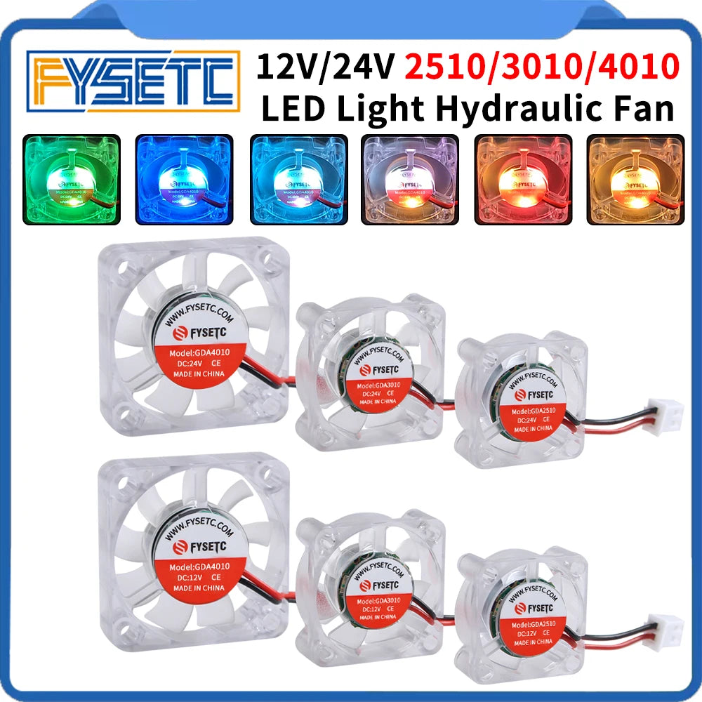 LED 4010/3010/2510 12V/24V FAN RGB High Cooling Performance 3D Printer Fan for Prusa Emder Voron Vzbot