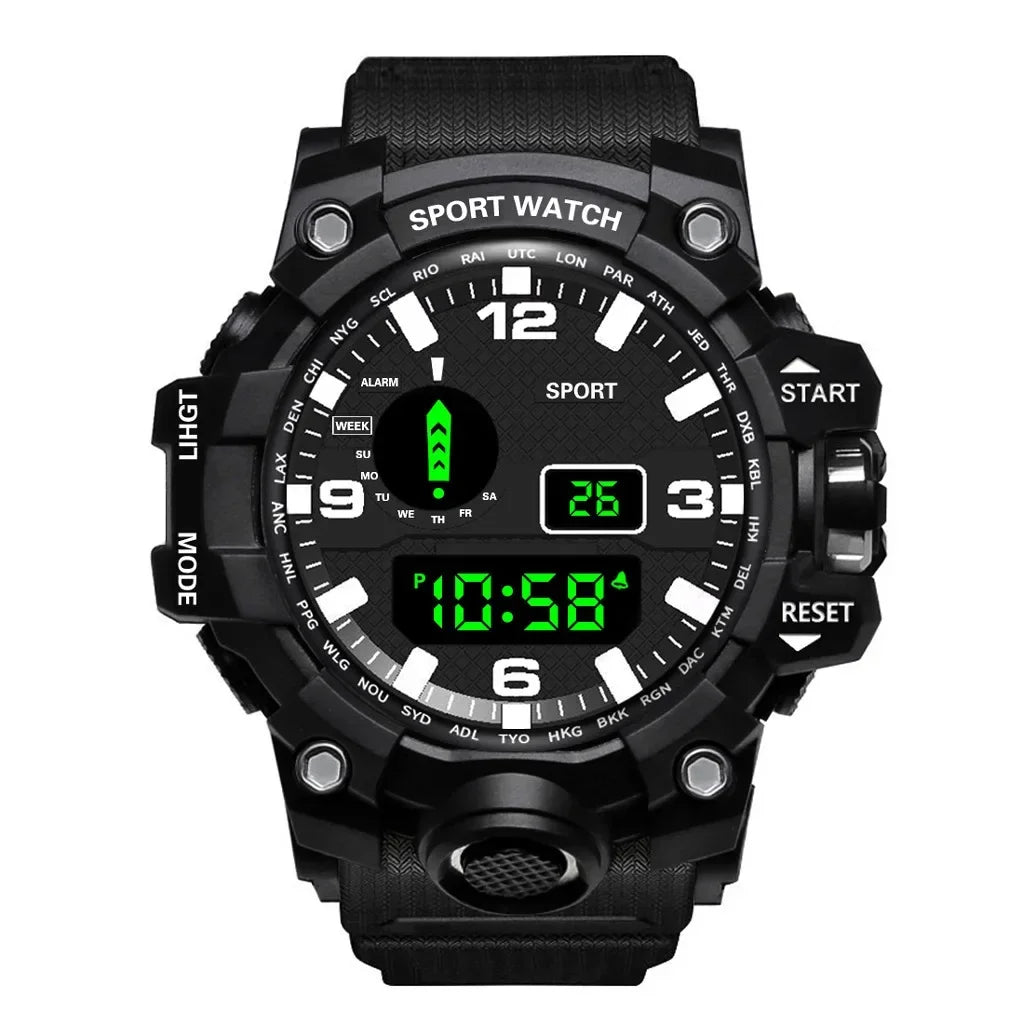 YIKAZE Men's Watch LED Digital Men Sport Watches Fitness Electronic Watch Multifunction Military Sports Watches Clock Kids Gifts