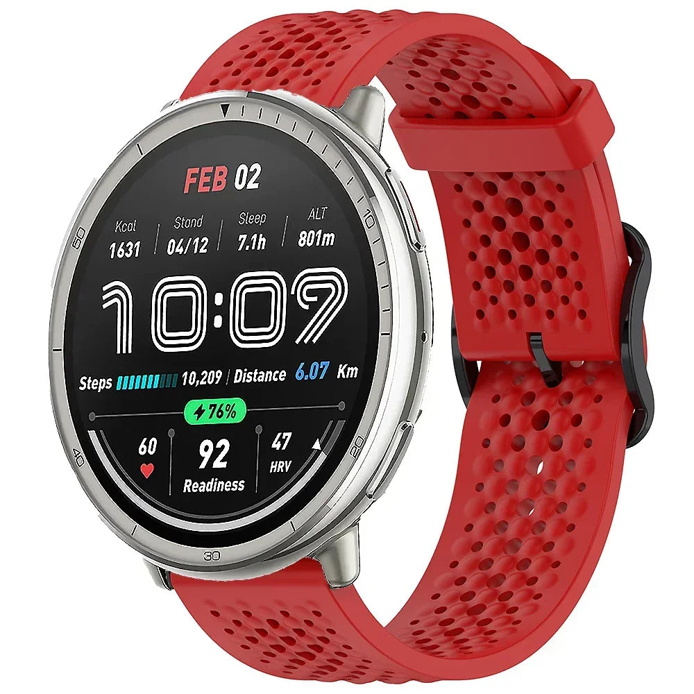 20mm 22mm Silicone Strap For Amazfit Active 2/GTS 4/3/2 Sports Breathable Bracelet Wristband Amazfit Bip 6/5 GTR 4/3 Accessories