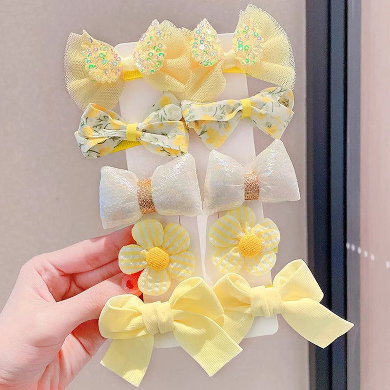 [10-Piece Set] Children's Bow Hairpin New Cute Princess Girls Broken Hair Bangs Clip Baby Hair Accessories Wholesale