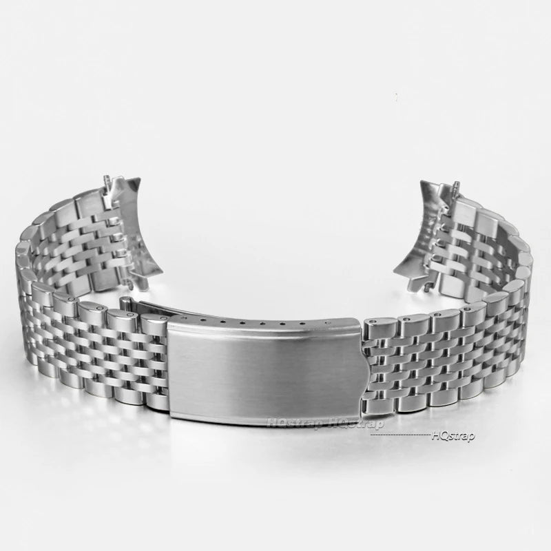 Curved End Stainless Steel Bracelet for Omega Replacement Wristband for Seamaster 18mm 19mm 20mm Men Women Watch Strap Accessory