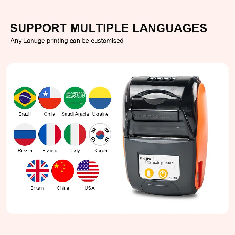Mini Portable Thermal Printer Bluetooth For Phone Portable Printer Machine For Small Business 58mm Wireless Receipt Impresora