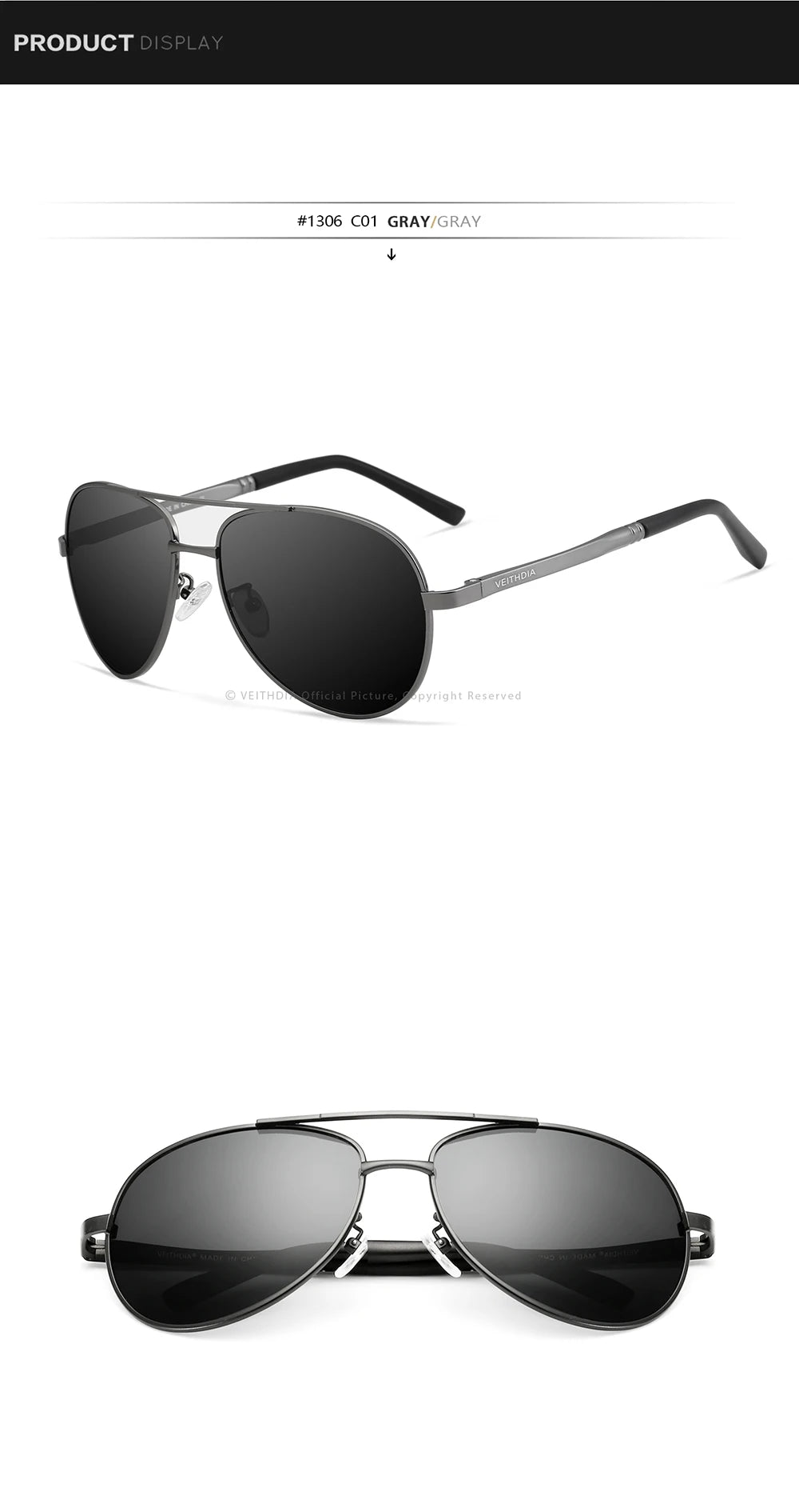 VEITHDIA Brand Sunglasses Men Polarized UV400 Sun Glasses Outdoor Sports Driving Male Women Eyewear Accessories For Female 1306