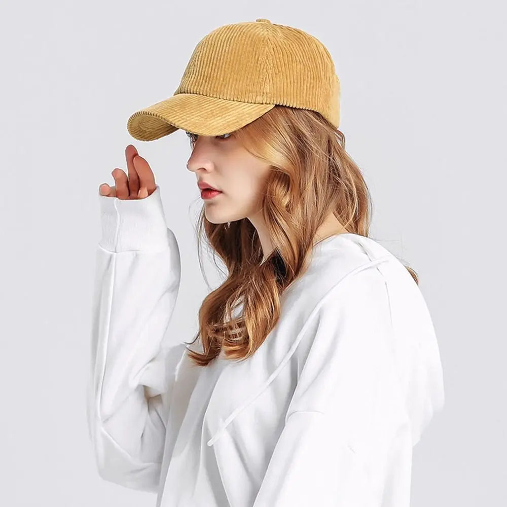 Breathable Unisex Corduroy Corduroy Baseball Cap Adjustable Baseball Hat Sunscreen Cap Women