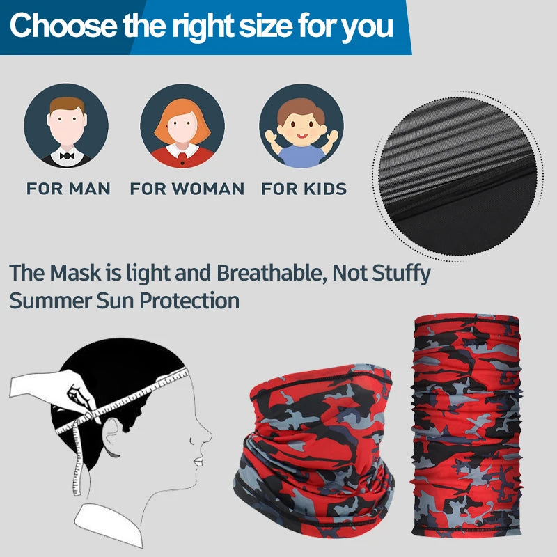 2PCS UV Protection Face Mask Seamless Bandana Mask Man Women Face Scarf Neck Outdoor Fishing Hiking Cycling Antidust Breathable