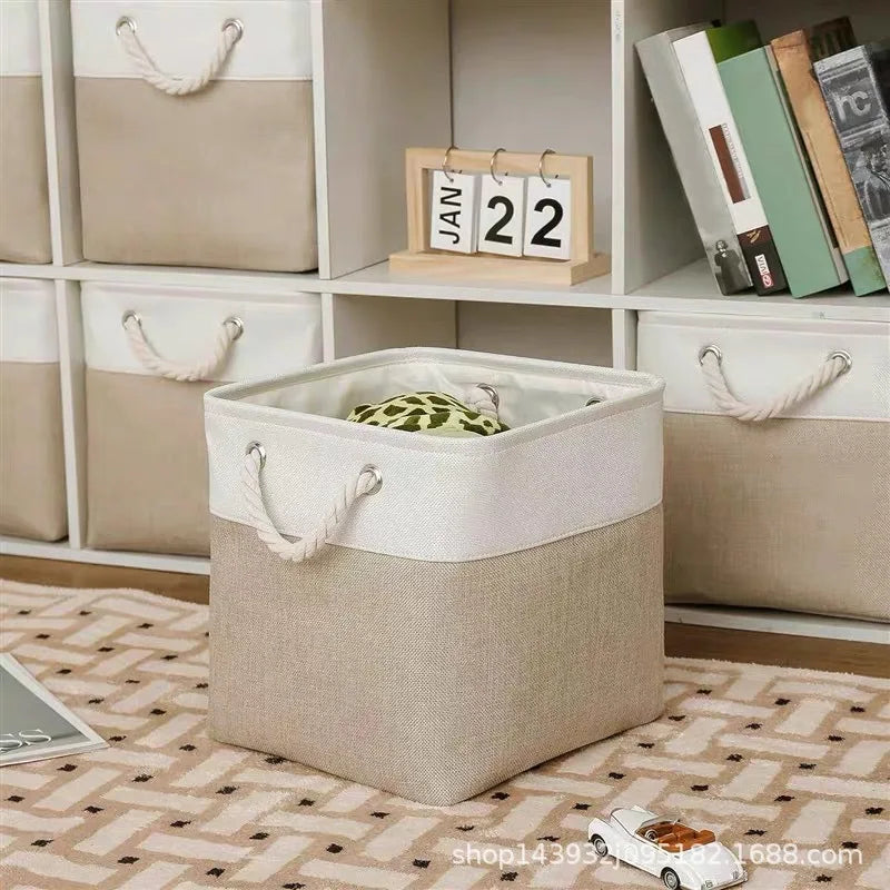 Household Goods Miscellaneous Sorting Basket Splicing Linen Fabric Storage Basket Miscellaneous Toy Storage Box