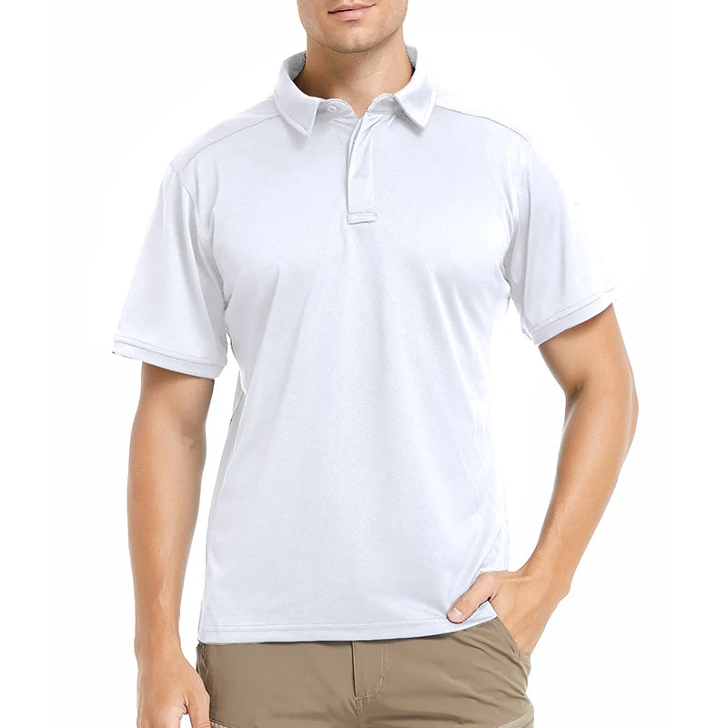 Men's Short Sleeve Tactical Shirt Casual Performance Lightweight Polo Shirt Summer Outdoor Fishing Hiking Golf Shirt USA Size