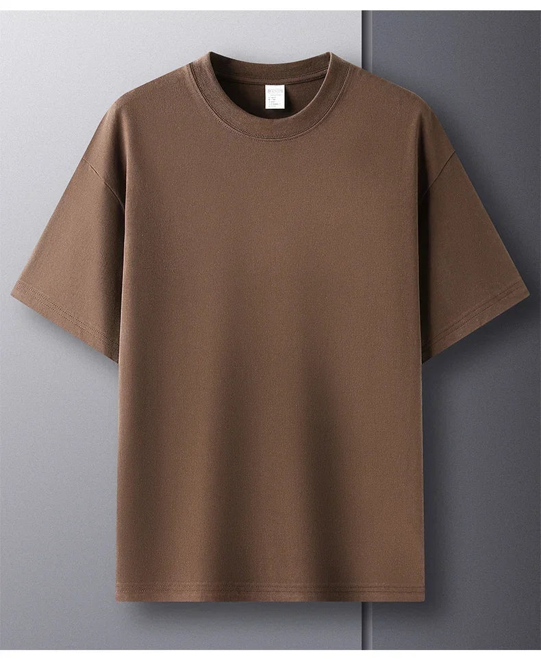 Summer  100% Pure Cotton Men's Short Sleeve Round Neck Fashionable Style Half Sleeved Top Breathable T Shirt Short Sleeve