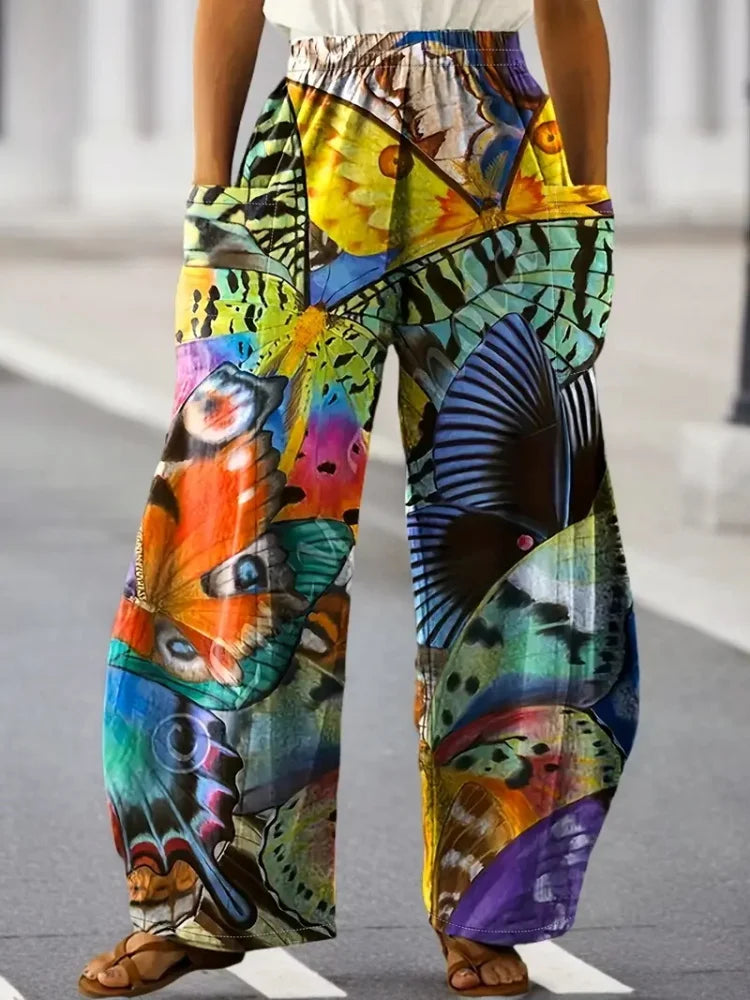 Loose Vintage Pants For Women Have Pocket Pants Cartoon New Fun Cat Animal Print Casual Women's Bloomers And Trendy Pants