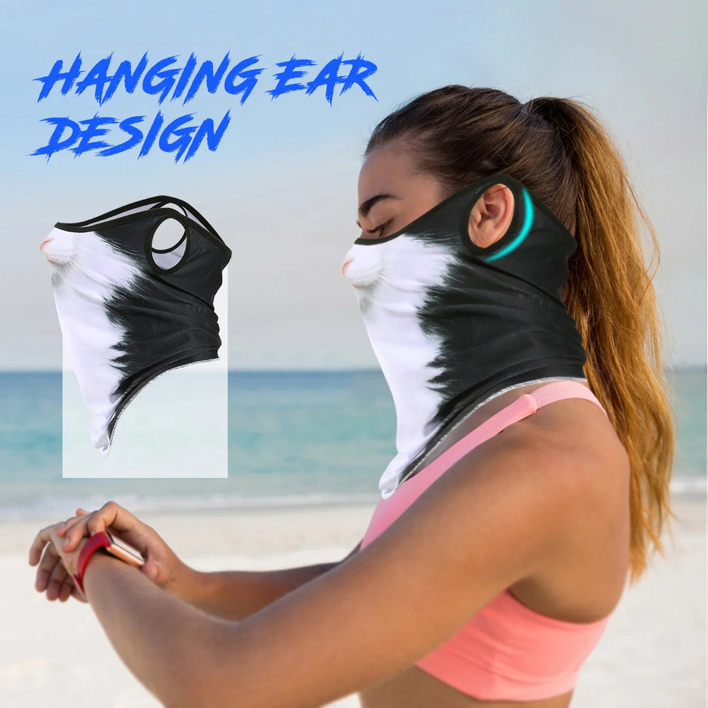 3D Animals Magic Scarf Bandana Breathable Neck Warmer Gaiter Hanging Ear Outdoor Sports Triangle Face Mask Neckerchief Summer