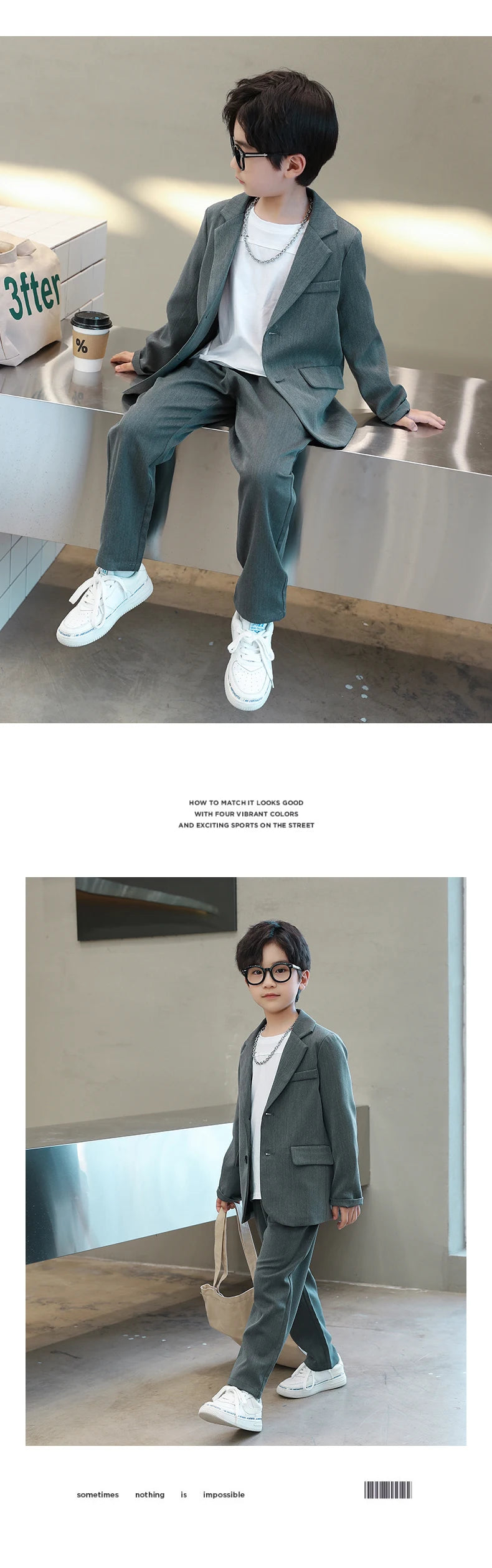 junior Boys Suits Autumn Long Sleeve Casual Blazer Jacket Trouser 2pcs School Uniform Teen Kids Clothes pants Set Child Cosutme