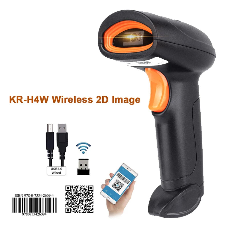 KEFAR Wireless Barcode Scanner Wired Handheld Barcode Reader Bluetooth QR PDF417 DM Codes Reader for Smartphone Screan Reader