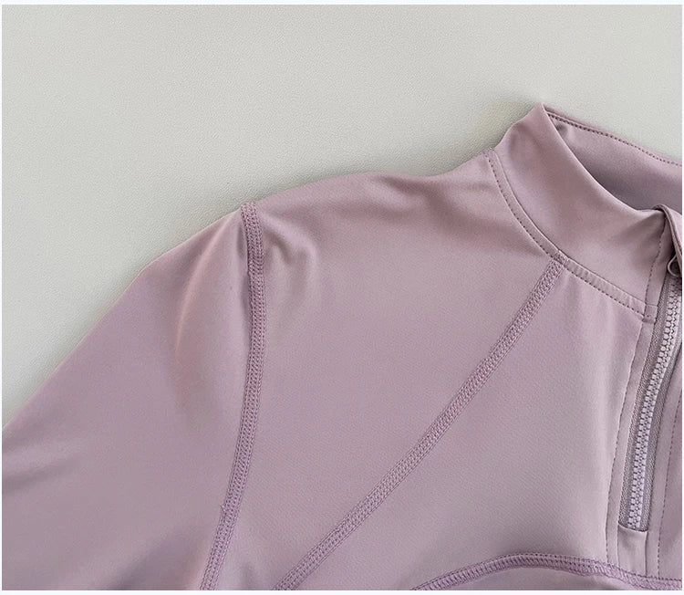 Outdoor running women's sports top Spring and Autumn new yoga suit half zipper slimming fitness training long sleeved women
