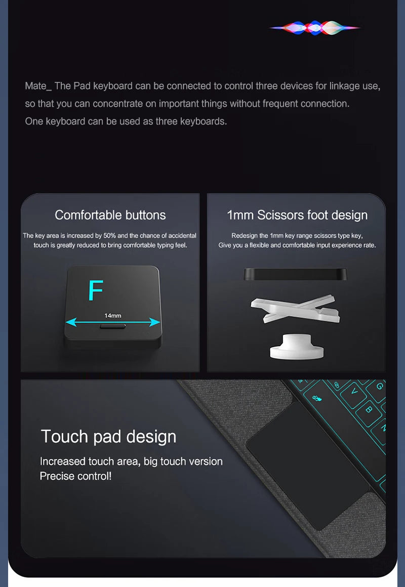 HUWEI Magic Keyboard For Samsung Galaxy Tab S9 S8 S7 Plus FE 12.4" Case Smart Backlit TouchPad Spanish Portuguese Keyboard Cover