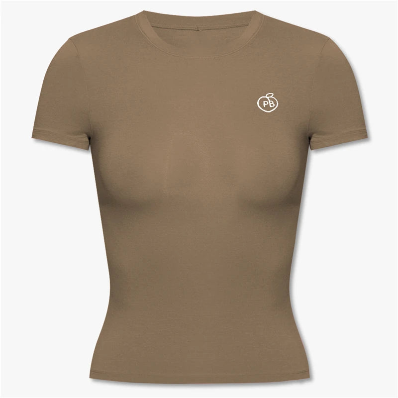 2025 Bum Women Shirts Slimming Sports Tee Quick Dry Running Tops Tights Push Up Workout Gym Clothes Female Short Sleeve Fitness