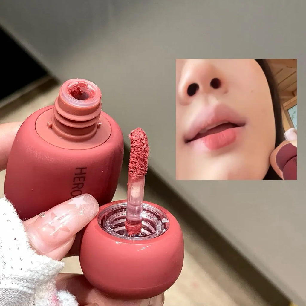 1pcs Red Brown Matte Lip Mud Liquid Lipstick Waterproof Non-stick Cup Chocolate Lip Color for Women Lips Makeup Cosmetics